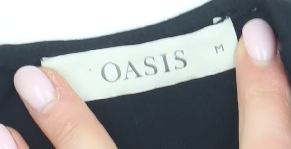 Oasis Black Lace Tunic Blouse, Women, Medium