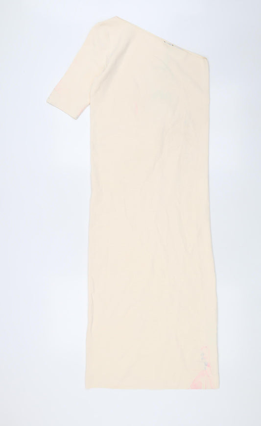 Zara Women's Ivory Midi Bodycon Dress S
