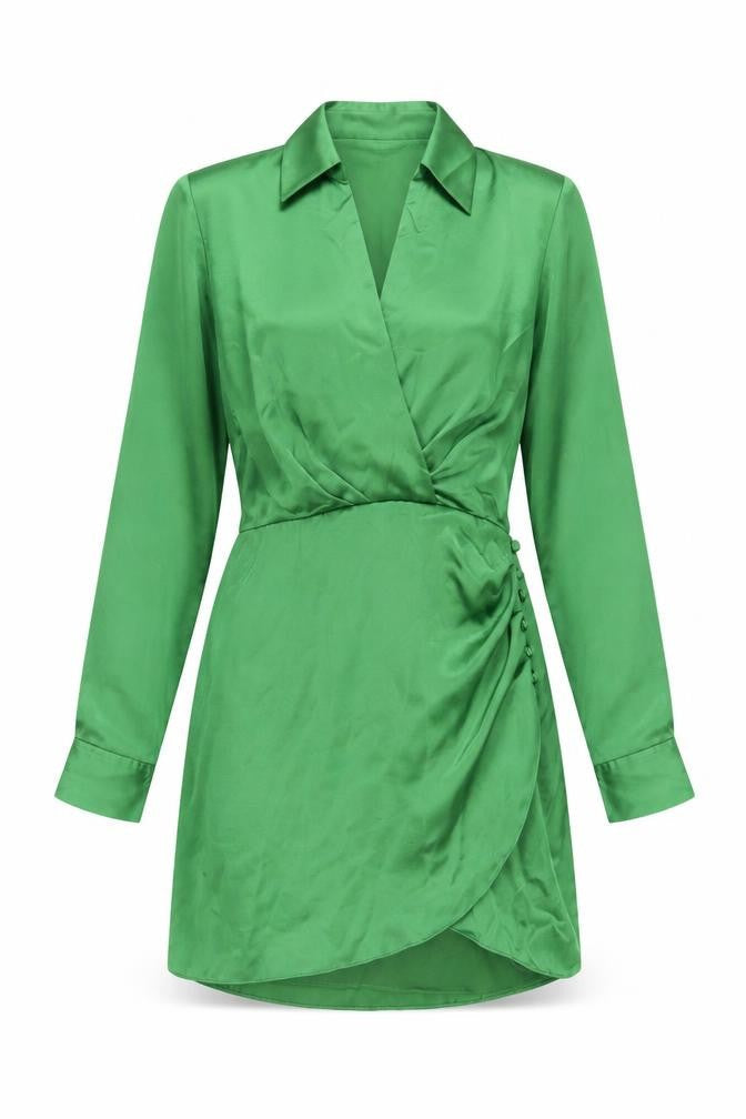 Zara Women's Green Satin Dress, Size S, New
