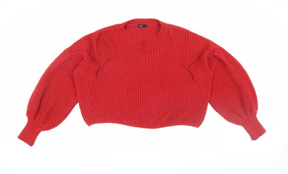 Additional front view of Nobody's Child Women's Red V-Neck jumper, size S