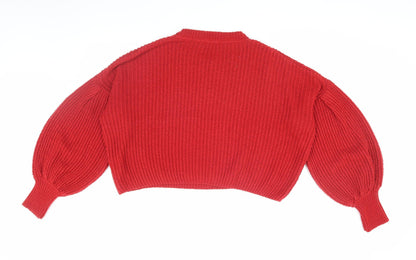 Back view of Nobody's Child Women's Red V-Neck jumper, size S
