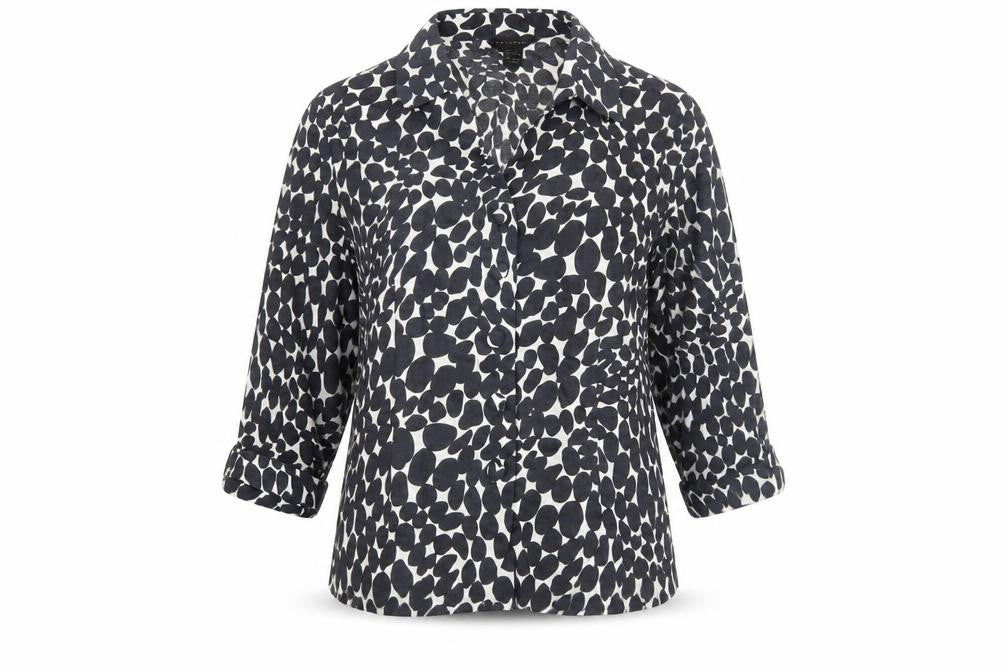 Anne Carson Women's Black Geometric Blouse L