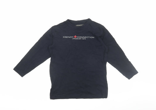 French Connection Boys Blue Long Sleeve Logo T-Shirt, 11-12 Years