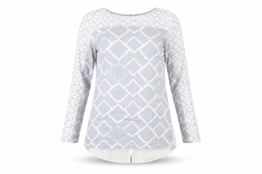 Per Una Women's Grey Tunic, Size 8, Geometric Pattern