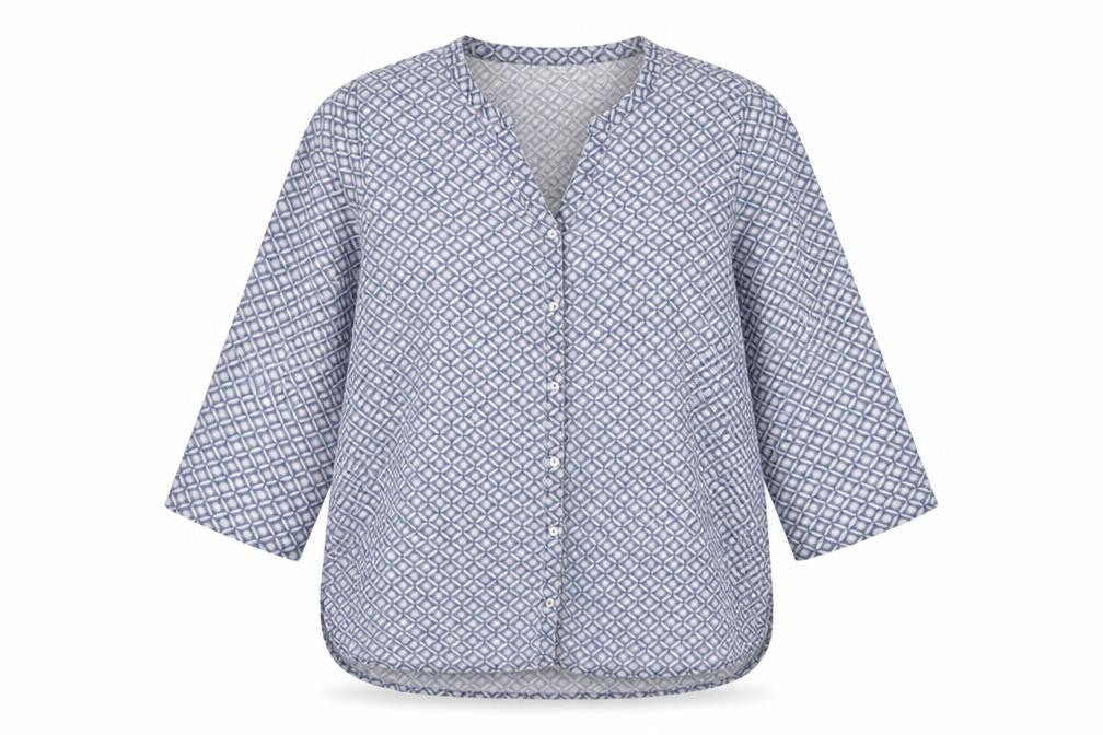 Adini Women's Blue Button-Up Shirt - Geometric, M