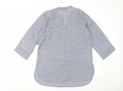 Adini Women's Blue Button-Up Shirt - Geometric, M