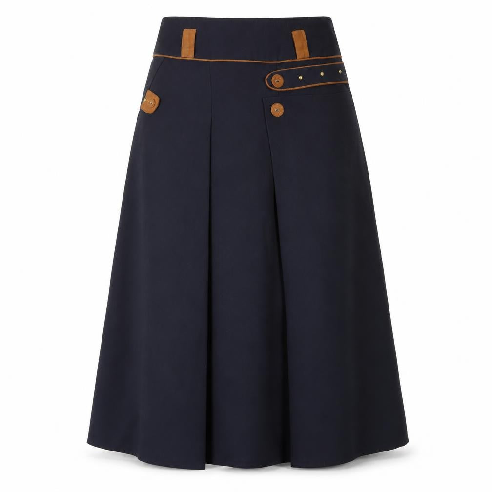 Burun Women's Black Long A-Line Skirt, Size 10