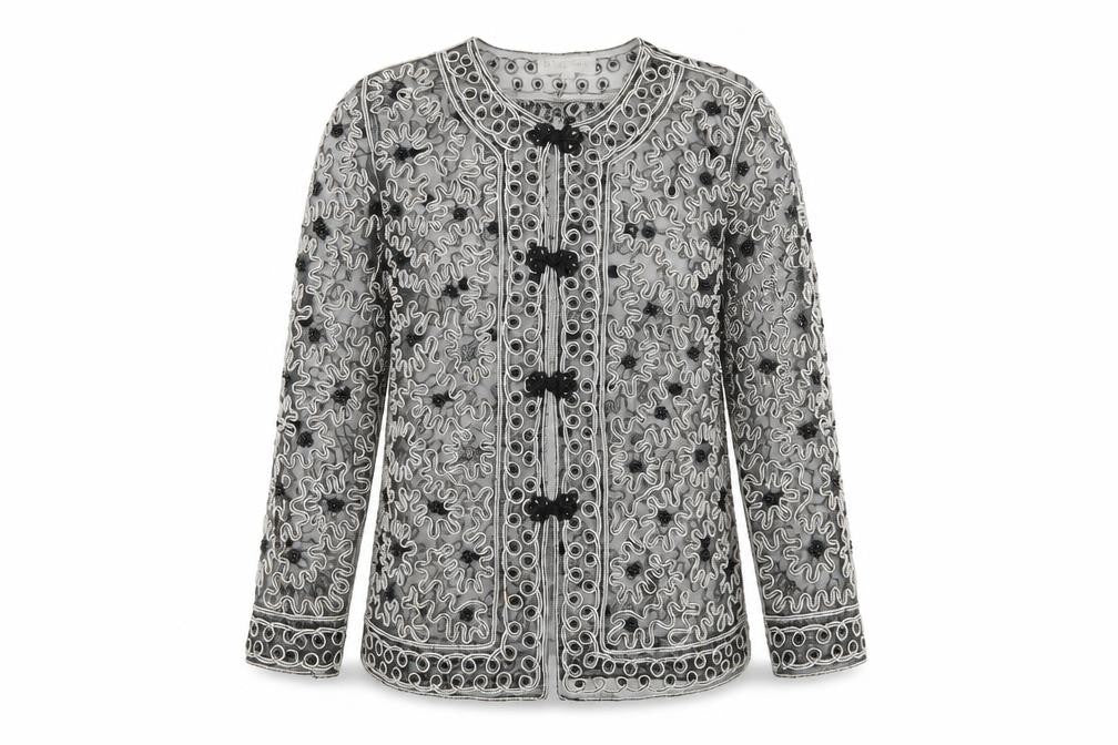 Diagram Women's Black Embroidered Jacket, S/M, Party