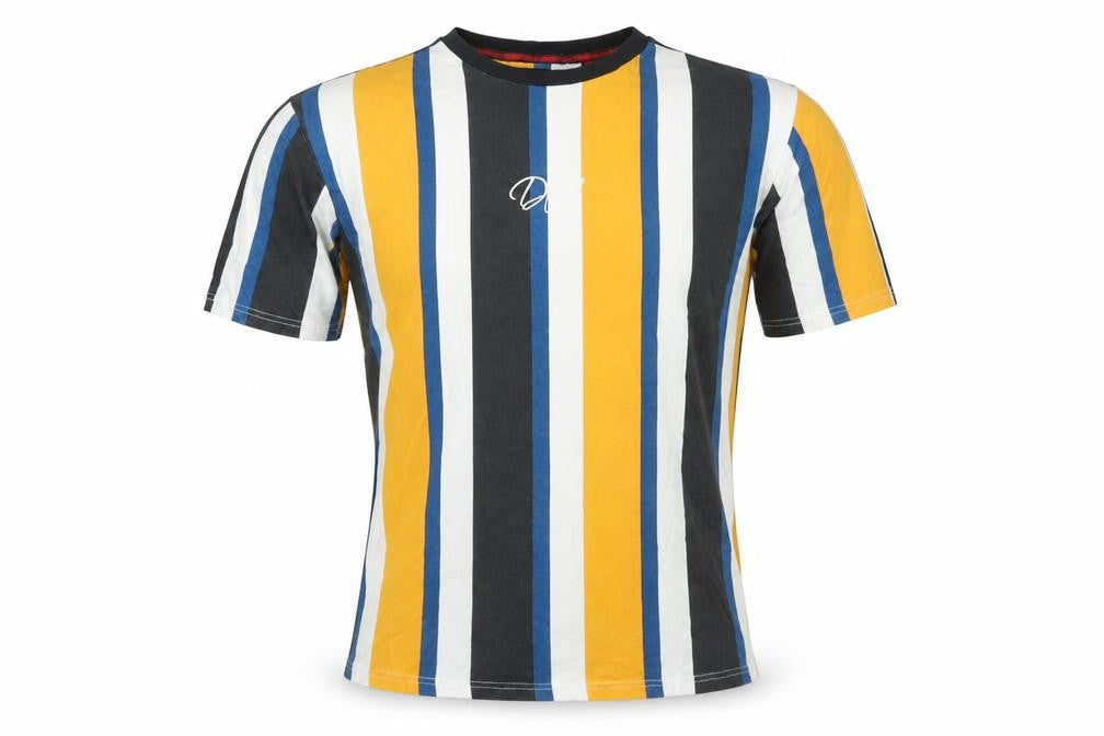 DFND Men's Multicoloured Striped S T-Shirt