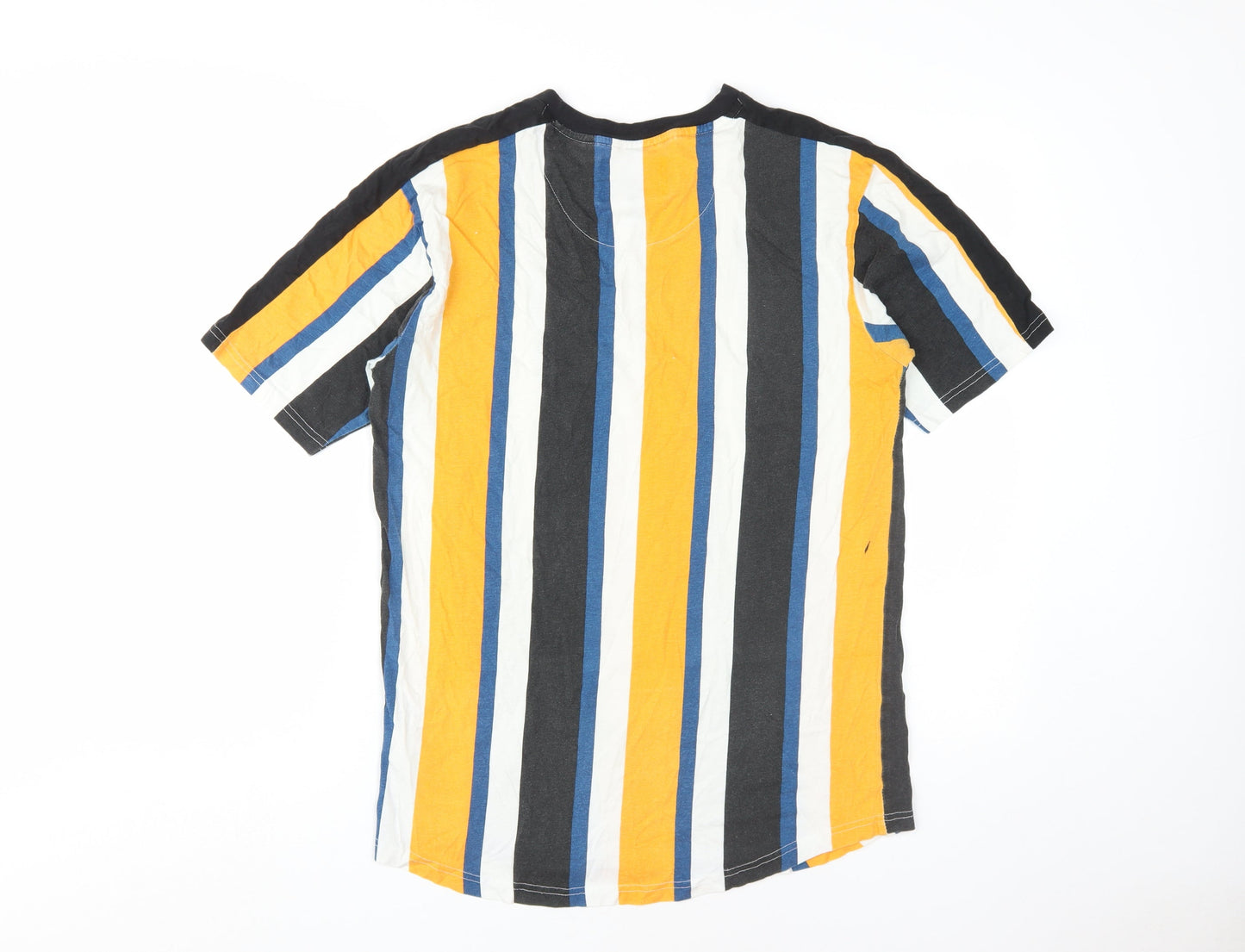 DFND Men's Multicoloured Striped S T-Shirt