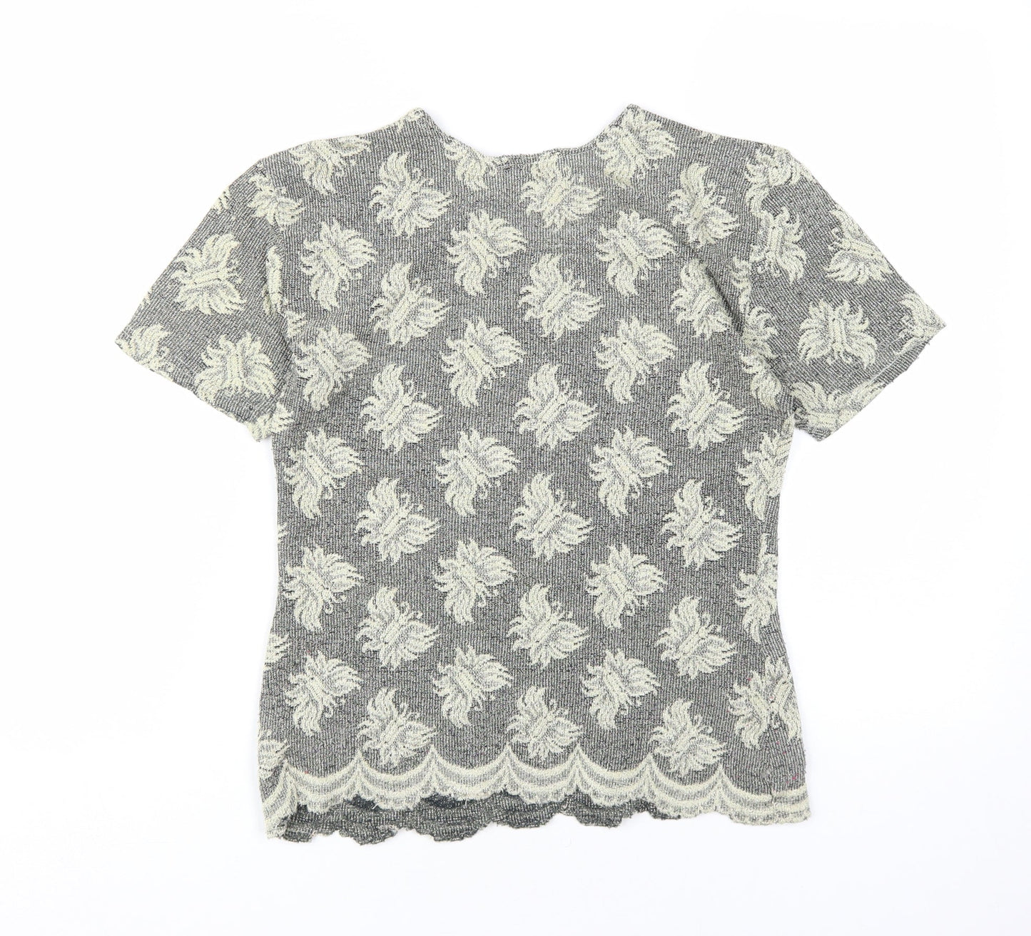 Wallis Grey Floral T-Shirt, Women's Size 14, Regular Fit