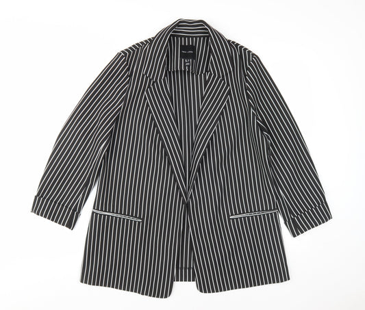 New Look Women's Black Striped Blazer, Size 12, Classic