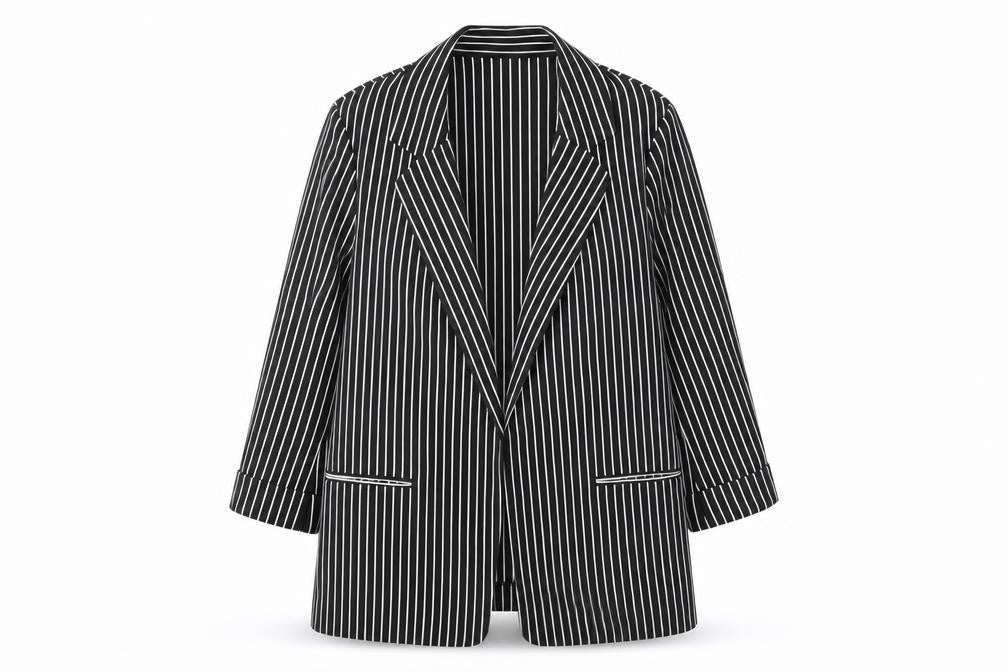 New Look Women's Black Striped Blazer, Size 12, Classic