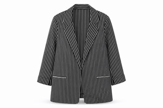 New Look Women's Black Striped Blazer, Size 12, Classic