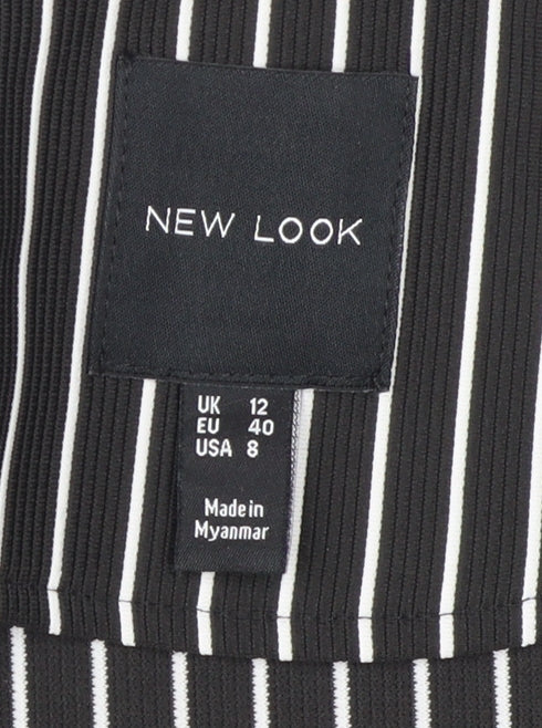 New Look Women's Black Striped Blazer, Size 12, Classic