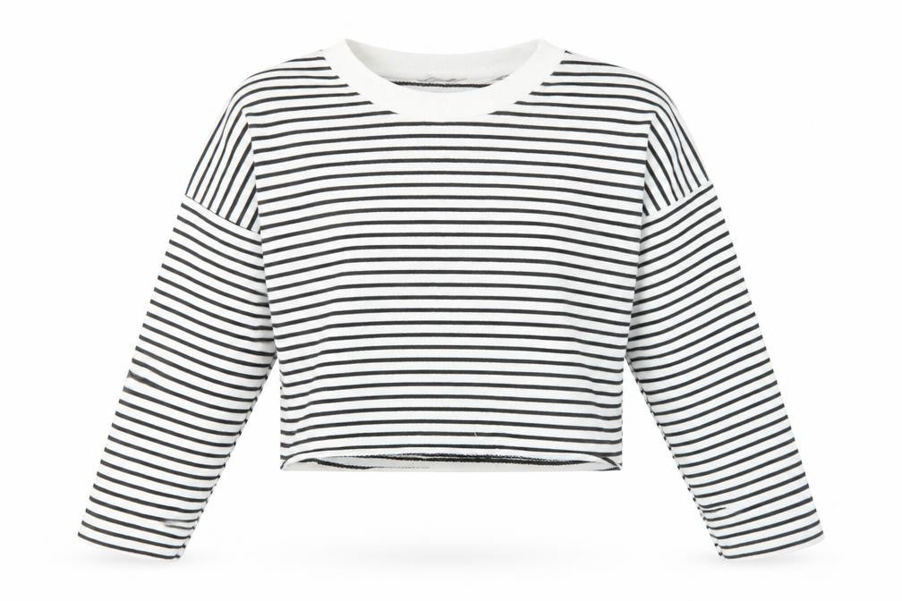 Boohoo Women’s White Striped Pullover Sweatshirt Size 8