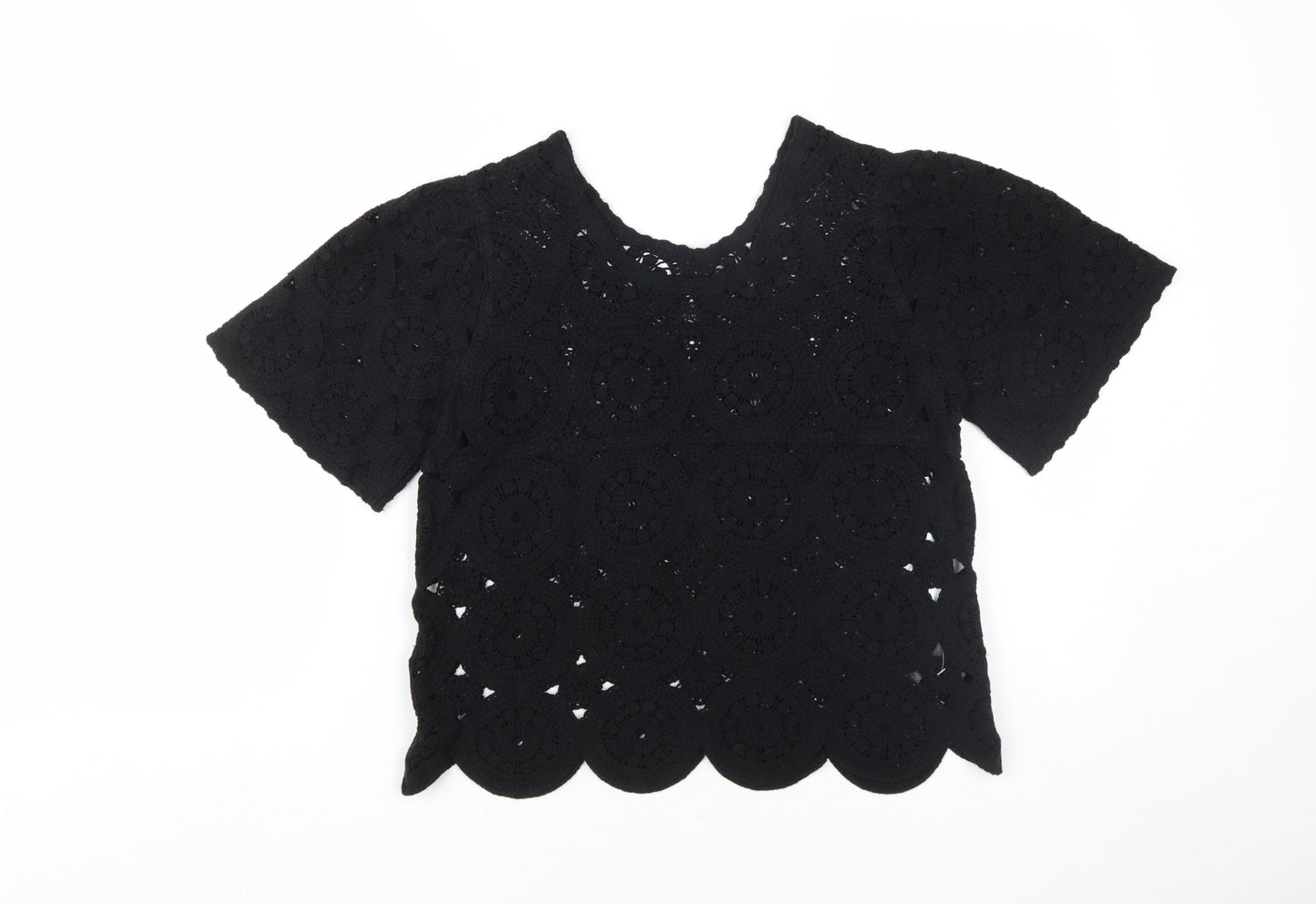 Next Women's Black Crochet Blouse - Size 14