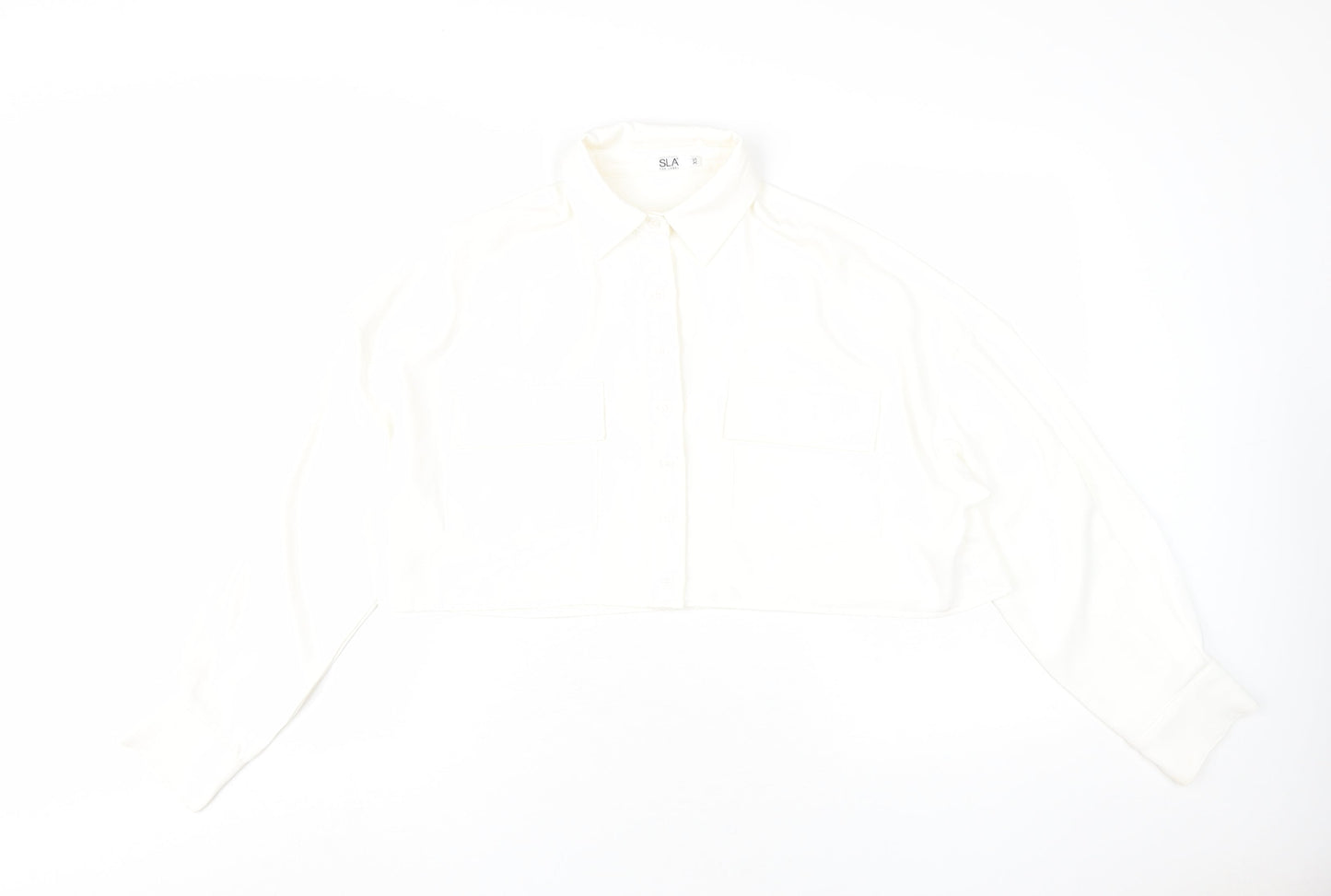 SLA The Label Women's White Cropped Button-Up Shirt