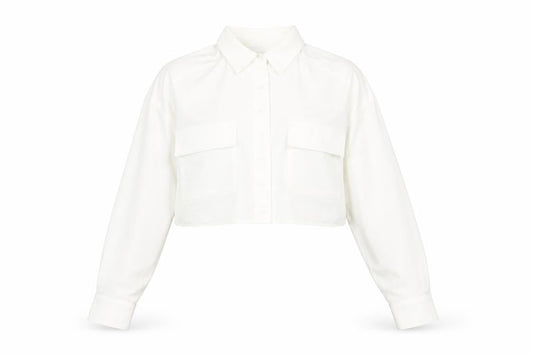SLA The Label Women's White Cropped Button-Up Shirt
