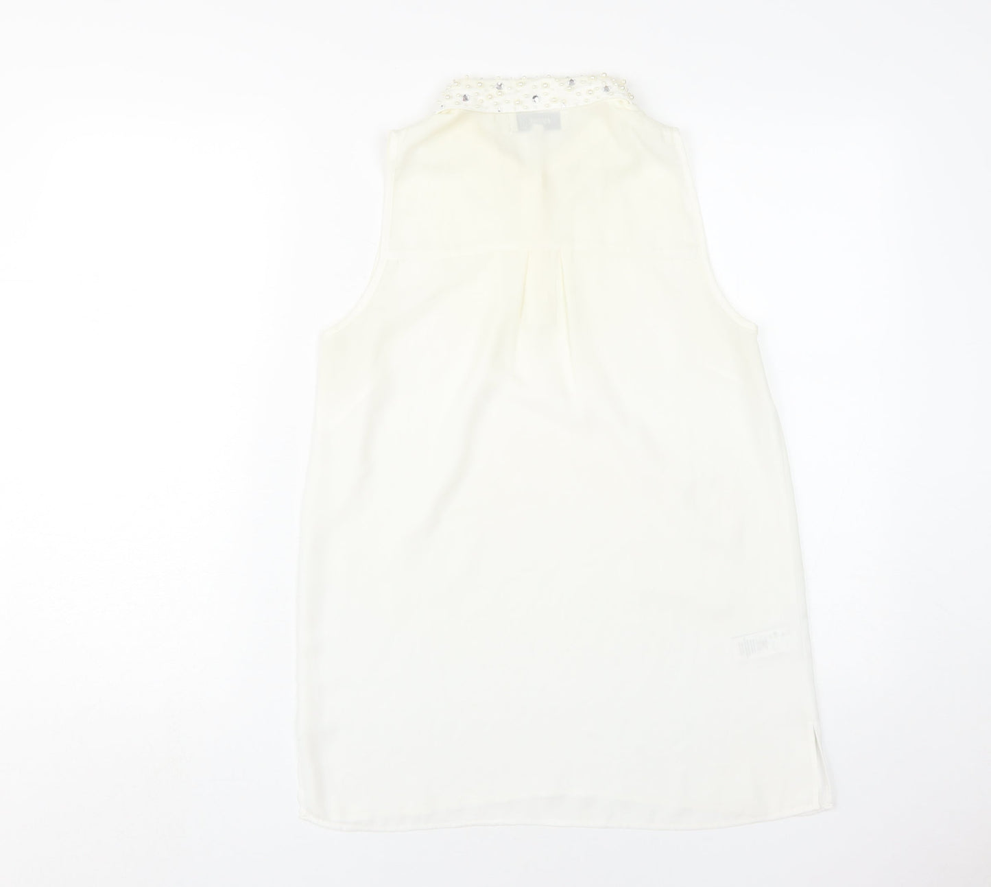 Next Women Ivory Beaded Collared Blouse UK 8