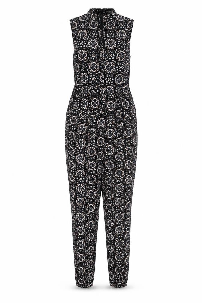 Wallis Women's Black Geometric Jumpsuit Size 12