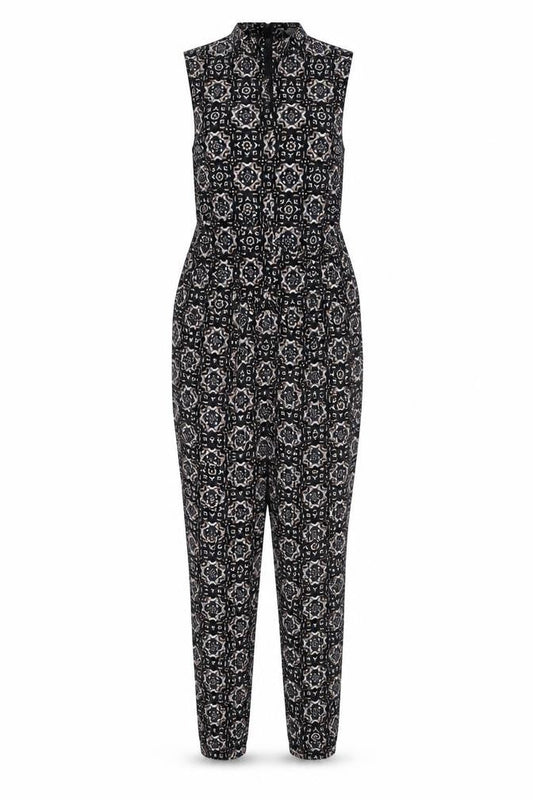 Wallis Women's Black Geometric Jumpsuit Size 12