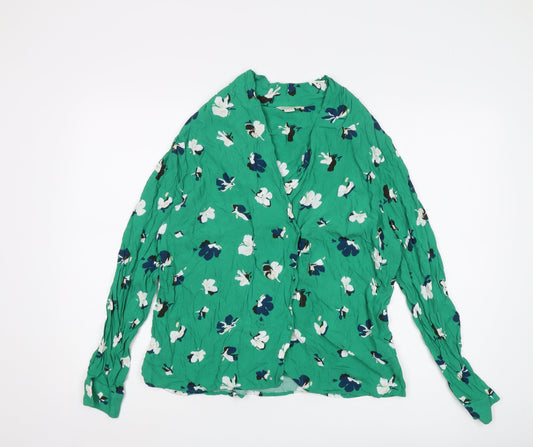 Monsoon Women's Green Floral Blouse, Size 14, Viscose