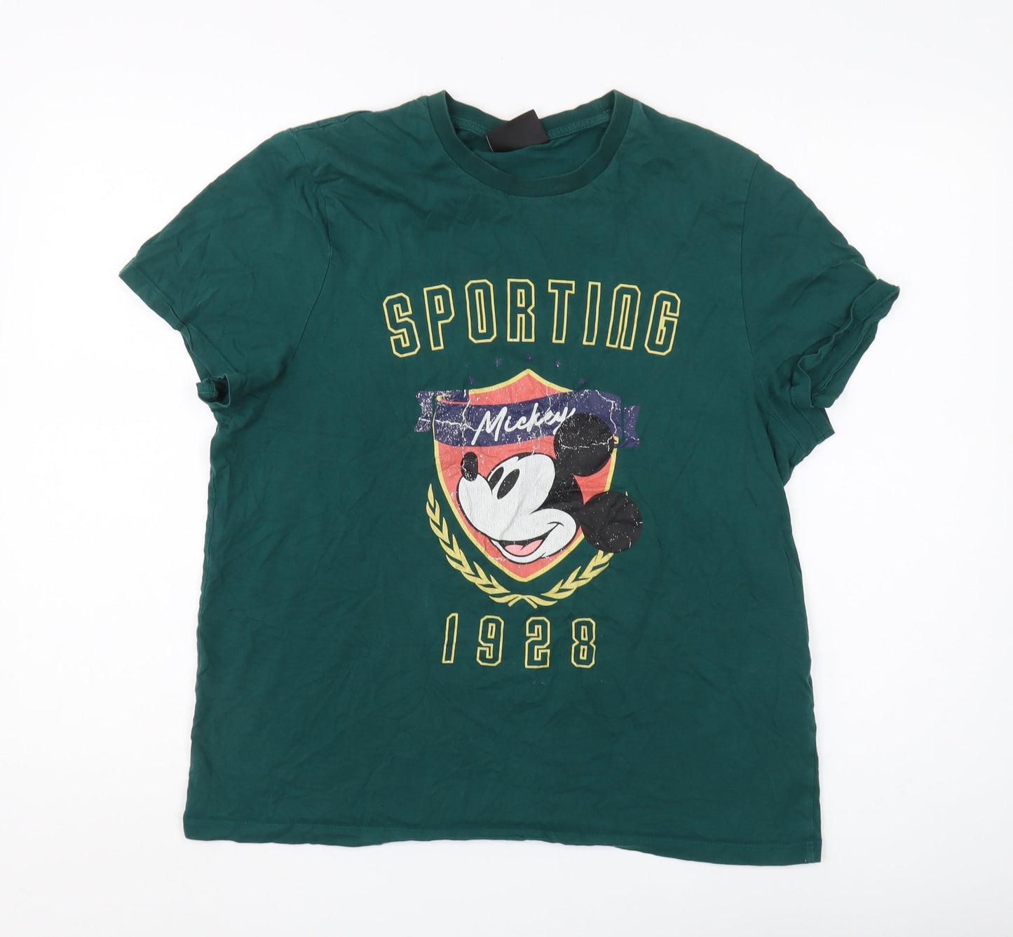 Disney Green T-Shirt, Mickey Mouse, Men's S, Graphic Print