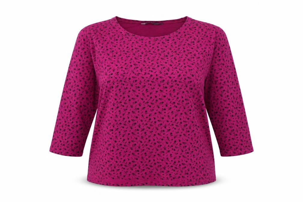 Isle Women's Pink Floral Blouse, Round Neck, Size L