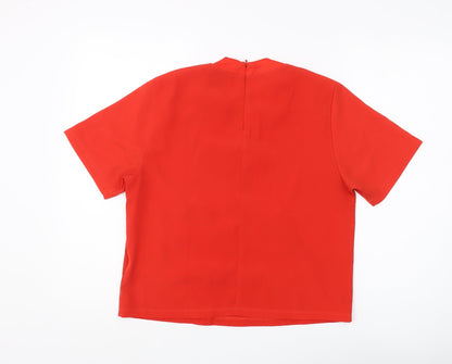 Back view of Adidas Women's Red Basic T-Shirt, size 10
