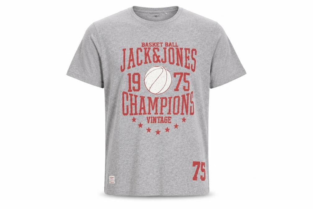 Jack & Jones Men's Grey Graphic Print T-Shirt L