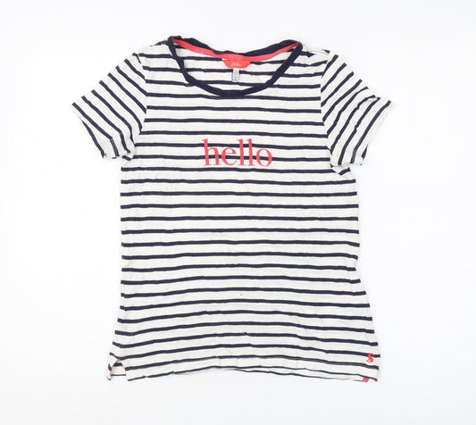 Joules Women's Striped T-Shirt, Size 8, Navy/White, Cotton