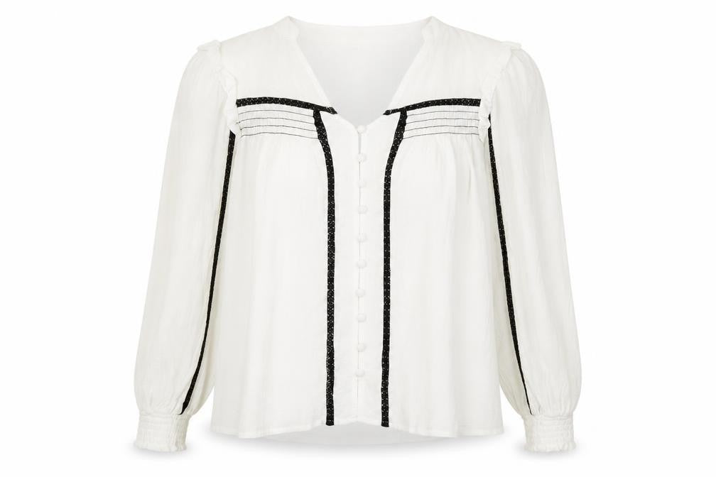 Oliver Bonas Women's White Blouse with Buttons