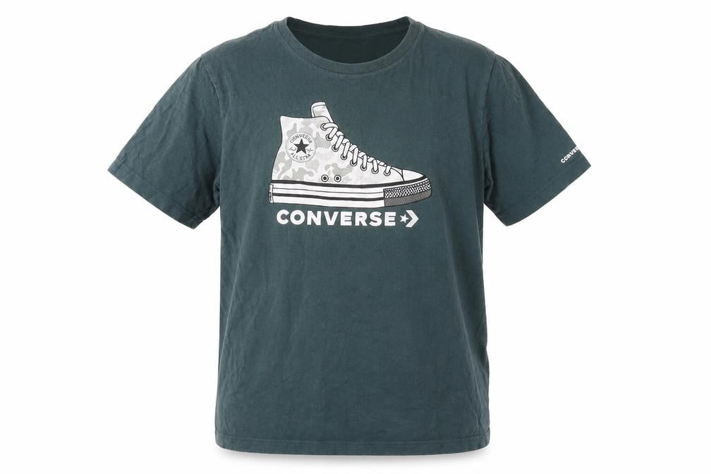 Converse Boys Green Graphic T-Shirt, XL, Casual Logo Style