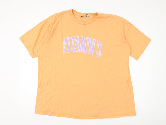 ASOS Unisex Orange Cotton Relaxed T-Shirt Size 16
