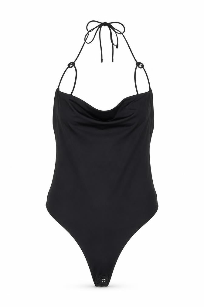 Bershka Women's Black Sleeveless Bodysuit, L