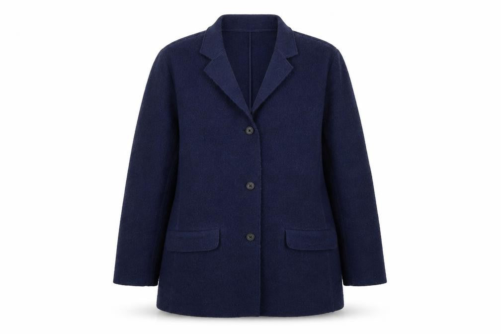 Lands' End Women's Blue Wool Blazer, Size 12, Classic Fit