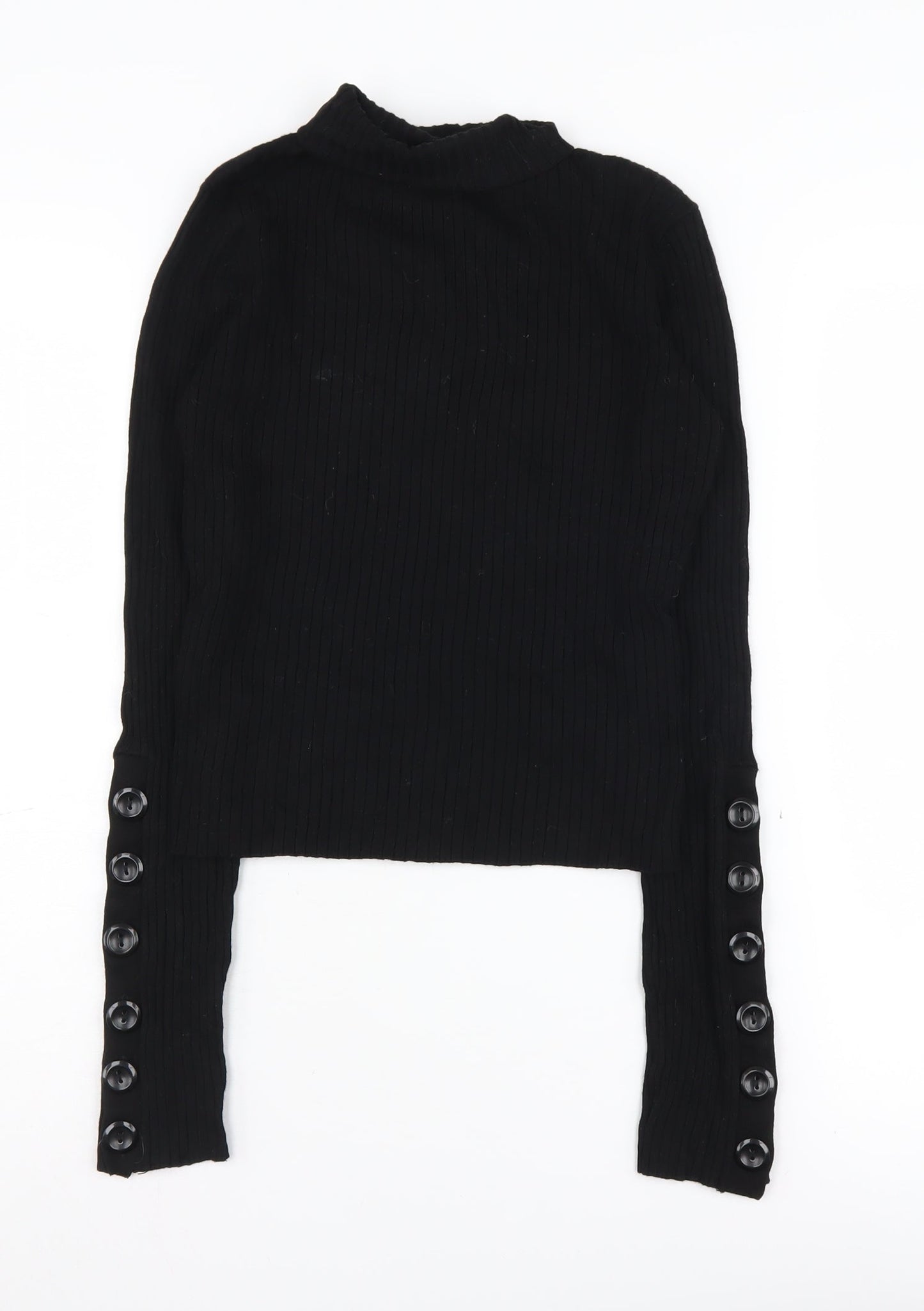 Zara Women's Black Mock Neck Knit Pullover Jumper M