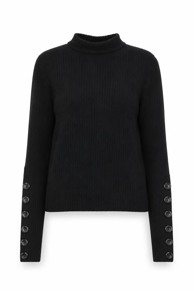 Zara Women's Black Mock Neck Knit Pullover Jumper M