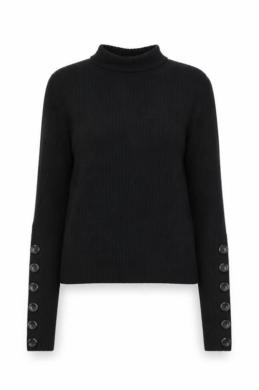 Zara Women's Black Mock Neck Knit Pullover Jumper M