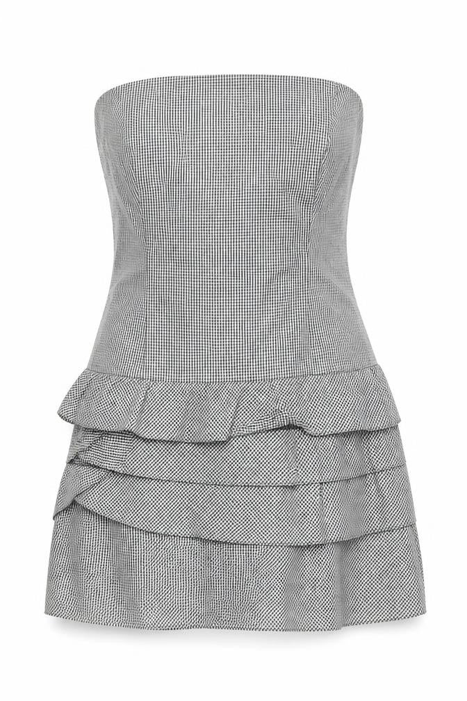 Next Women's Black Check Strapless Dress Size 14