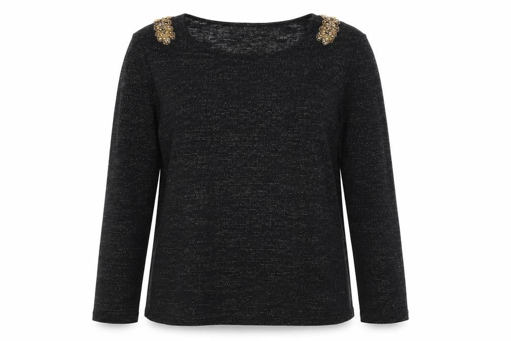 Klass Women's Black Beaded Pullover Jumper L