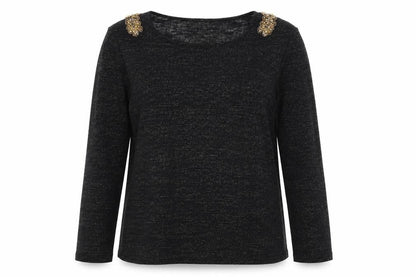 Klass Women's Black Beaded Pullover Jumper L