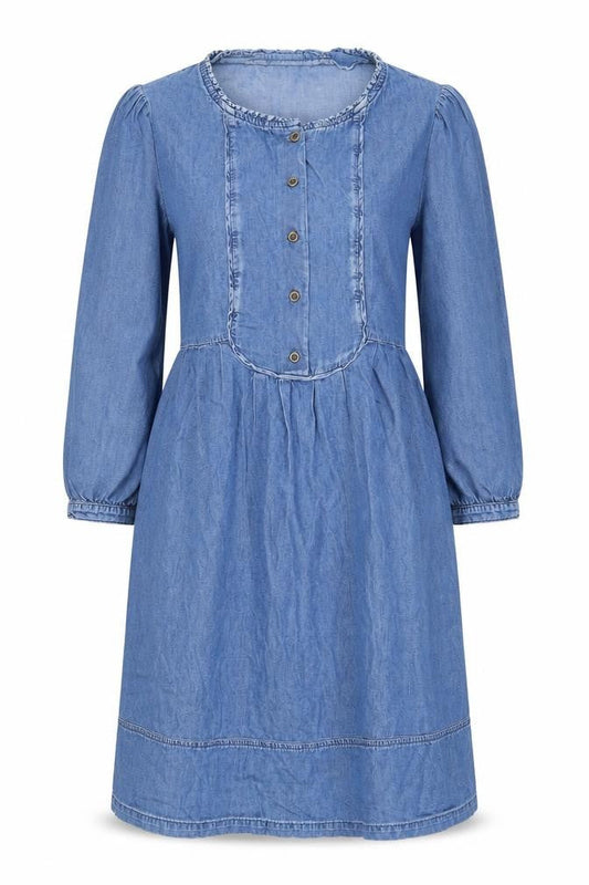 Monsoon Women's Blue Cotton Shirt Dress 3/4 Sleeve, Size 14