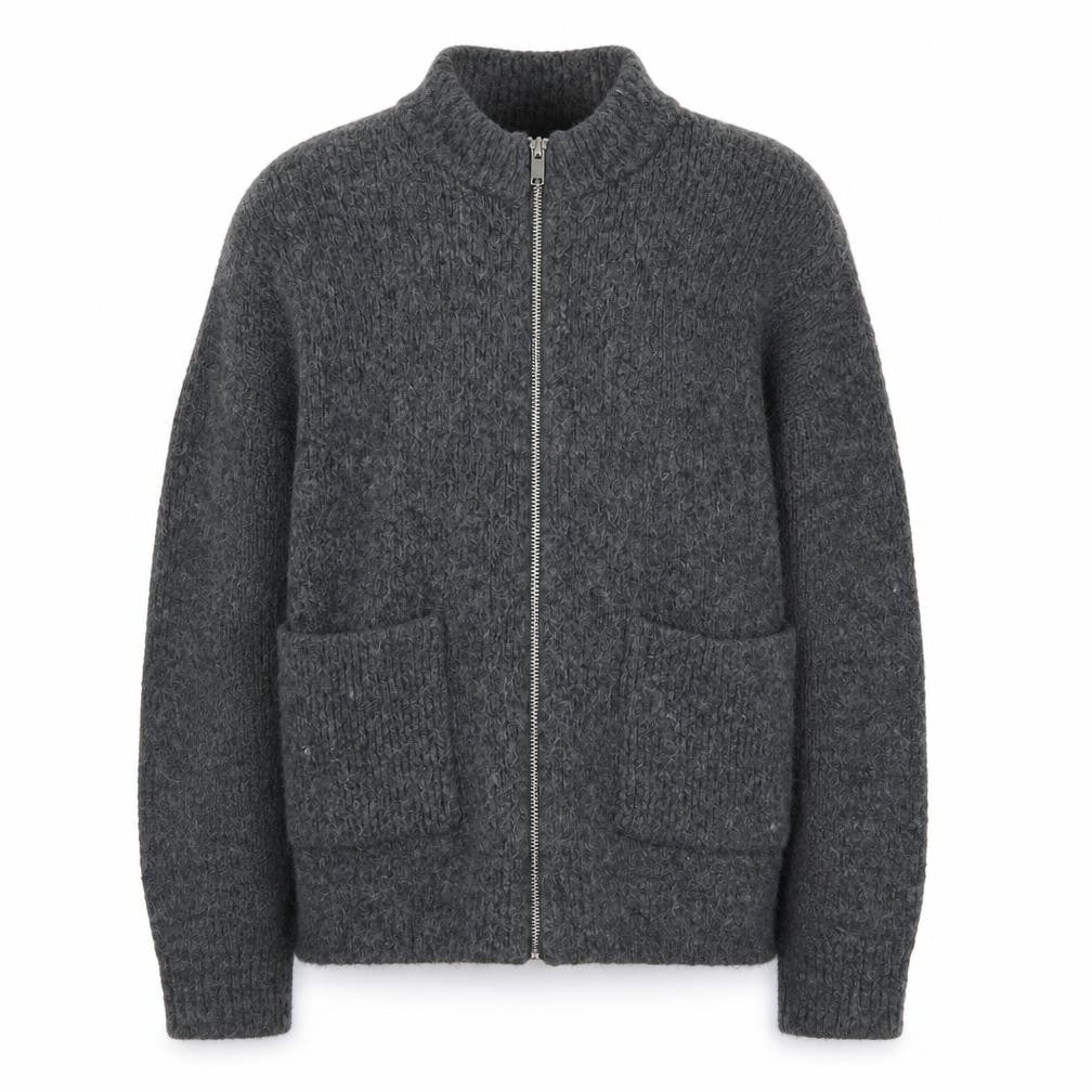 H&M Women's Grey Full Zip Knit Jumper XS