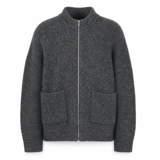 H&M Women's Grey Full Zip Knit Jumper XS