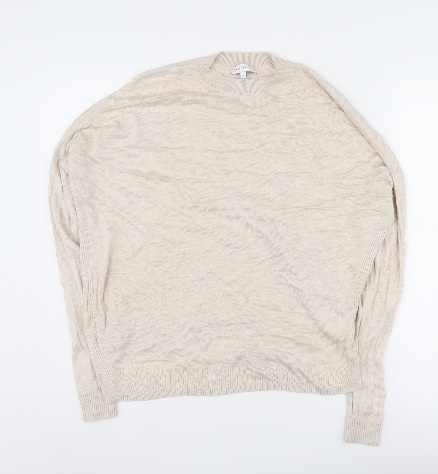 Warehouse Women's Beige Mock Neck Pullover Jumper Size 8