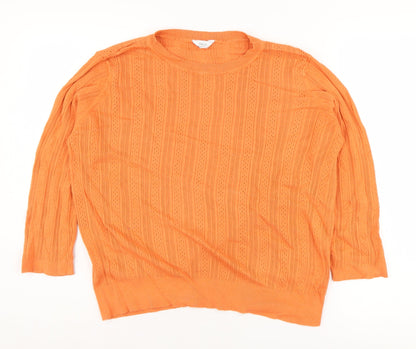 M&Co Women's Orange Crew Neck Pullover Jumper Size 16
