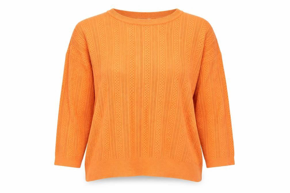 M&Co Women's Orange Crew Neck Pullover Jumper Size 16