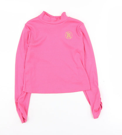Additional front view of River Island girls’ pink pullover top 7-8 years casual knit